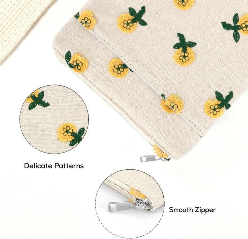 Dadanism Embroidered Daisy Padded Sleeve for All-New Kindle Paperwhite, 7" Kindle Colorsoft Signature Edition, Protective Sleeve Case for 6" K-indle/K-indle Oasis/Kobo E-Reader, Hemp Yellow Flower - Image 5